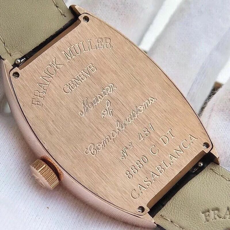 2023 FRANCK MULLER Tonneau Rose Gold Uhr für Männer Automatische Mechanische Armbanduhr Wasserdicht Luxus Lederband Herren Uhren
