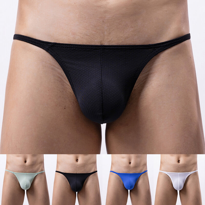 New Sexy Mens Low Waist Thin Straps T-Back G-String Thong Bikini Underwear Pouch Bulge Thong Panties Breathable Men's Thongs