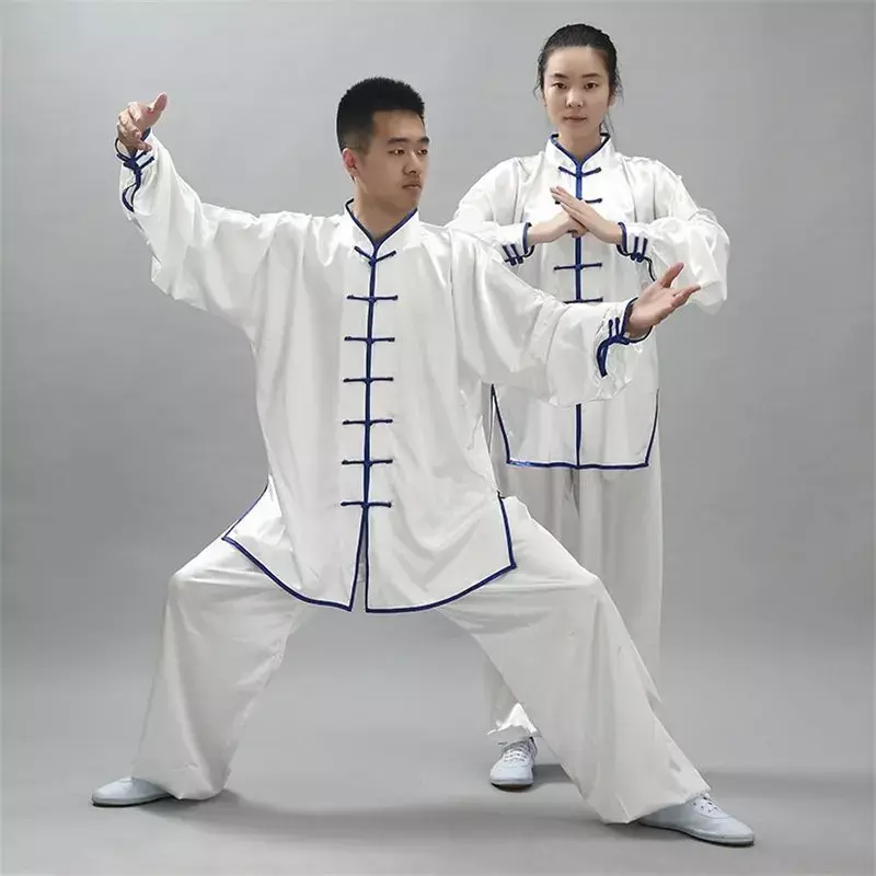 Chinesische Traditionelle Kleidung Set Mann Frau Tai Chi Kung Fu Uniformen 12 Farben Wushu Top Hosen Training Leistung Kostüme