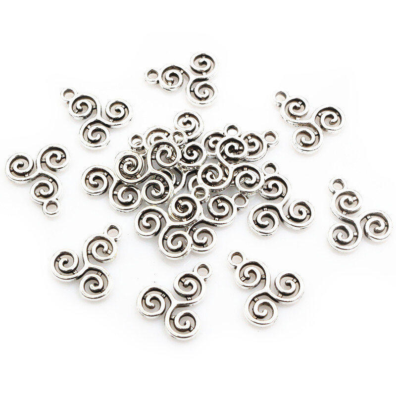 40pcs 16x13mm Antique Silver Plated Alloy Swirl Charms Pendant DIY Jewelry Making Accessories Findings For Necklace Bracelet