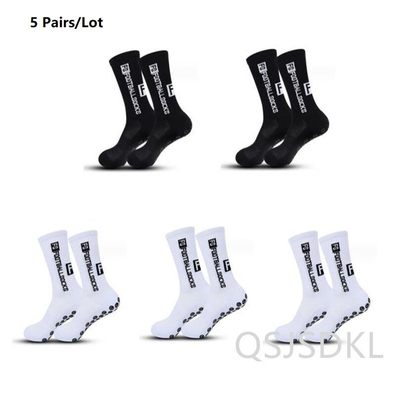 New Mid-barrel Football Socks Anti-slip Silicone Bottom Thickened Towel Cushioning Soccer Socks Basketball Yoga Socks 5 Pairs