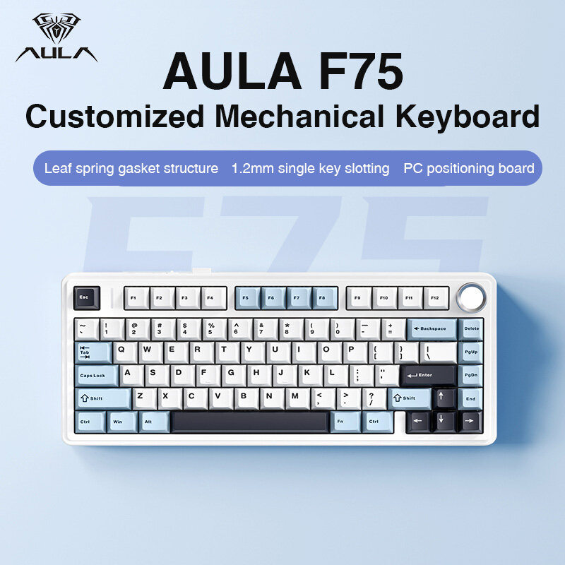 AULA-Teclado mecánico F75 2,4G para juegos, teclado inalámbrico/Bluetooth/con cable RGB, diseño personalizado 75%, estructura de junta de perfil OEM
