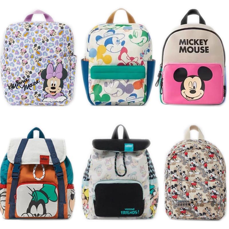 Disney-mochila mickey mouse para mulheres, bolsa escolar de lona Minnie Mouse, mochila de grande capacidade para meninas, moda
