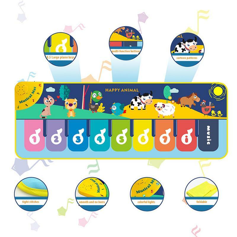 100x36cm Baby Mat Musical Carpet Music Mat Piano Mat & 8 Animal Sound Effects Early Educational Toys For Kids Piano Toys Gift