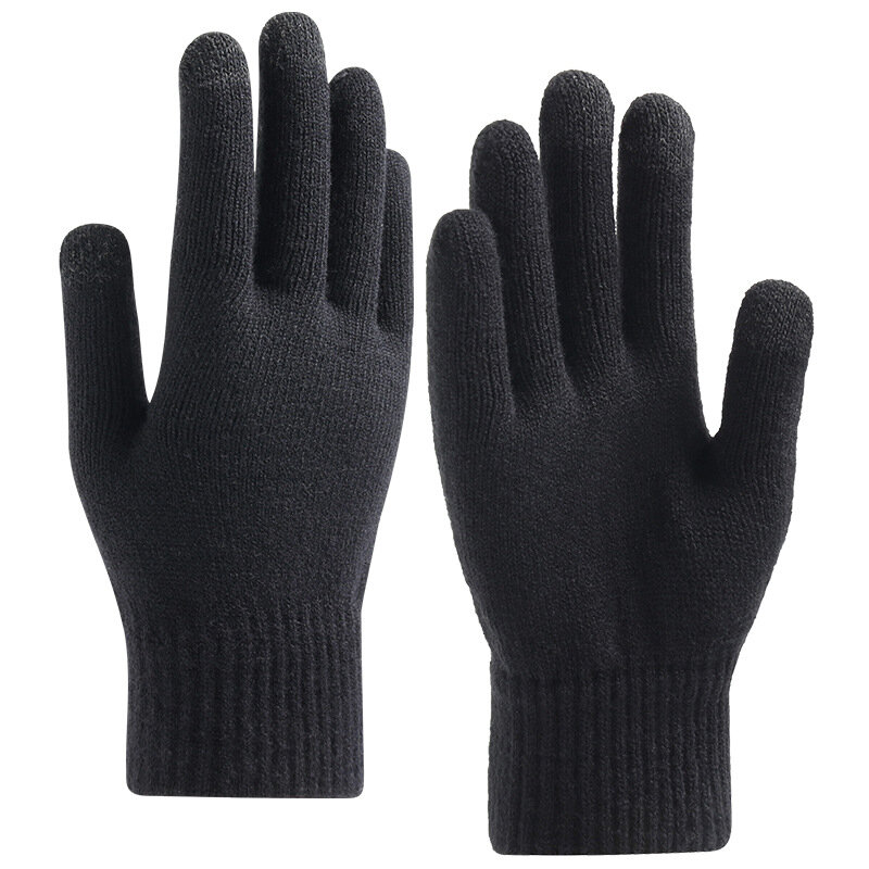 Gants tricotés chauds en velours épais pour hommes et femmes, en laine, pour écran tactile, collection automne hiver