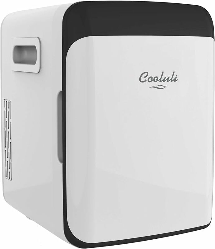 Raffreddatore e scaldavivande portatile 2V per alimenti, bevande, cura della pelle, bellezza, trucco e cosmetici-piccolo frigorifero AC/DC (bianco)