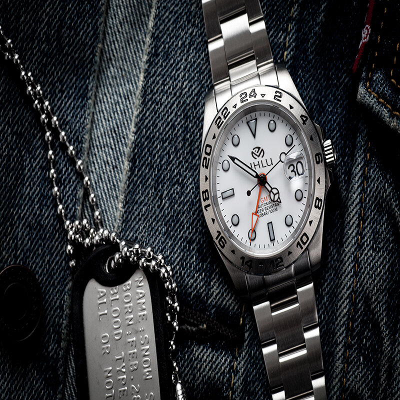 2024 męski zegarek dla poszukiwaczy przygód automatyczny zegarek mechaniczny ze stali nierdzewnej na co dzień moda biznesowa wodoodporny szafirowy nowy zegarek GMT