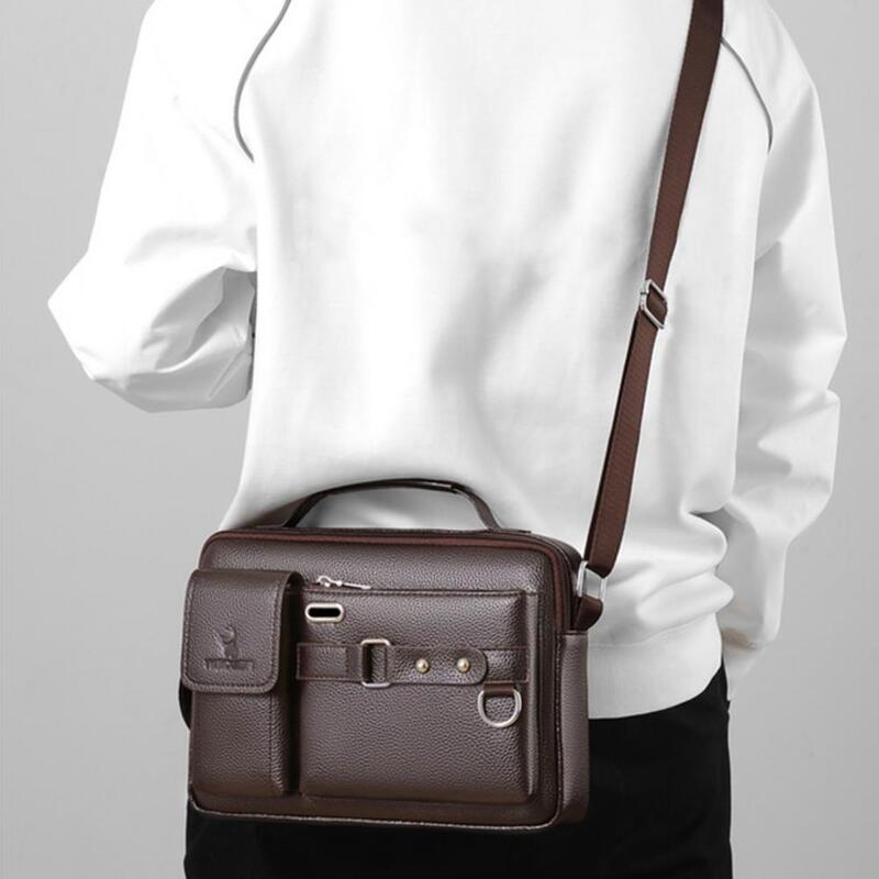 Conveniente bolsa de ombro para homens, bolsa mensageiro de negócios, impermeável, leve, alça confortável, multi bolsos, anti-roubo
