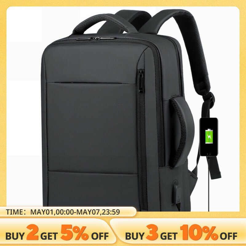 Вместительный рюкзак для мужчин, мужской водонепроницаемый ранец для ноутбука с USB-зарядкой, деловой дорожный чемоданчик