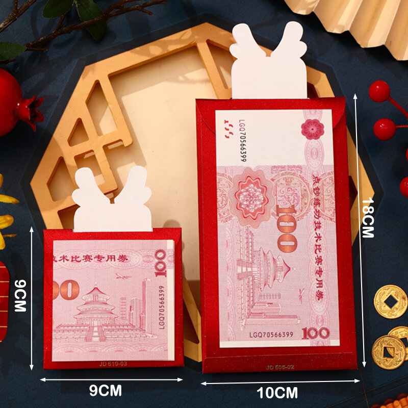 Праздник Весны Hongbao 2024 красный конверт с изображением дракона из мультфильма выдвижной Динозавр яйцо подарочные пакеты новогодние деньги на удачу красный пакет