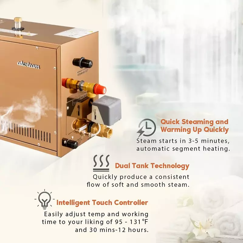 Aço inoxidável sauna vapor banho steamer, máquina geradora para Home SPA, 12kW