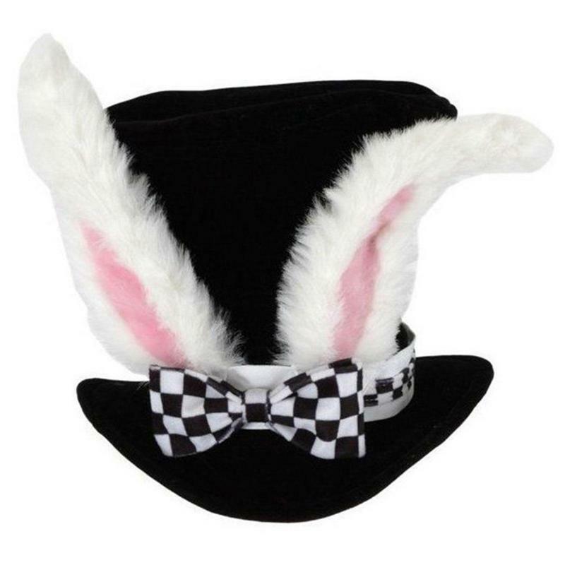 Cappello a cilindro con orecchie da coniglio in velluto nero per adulti da uomo per bambini decorazioni di qualità Premium alla moda cappello da festa in Costume comodo carino