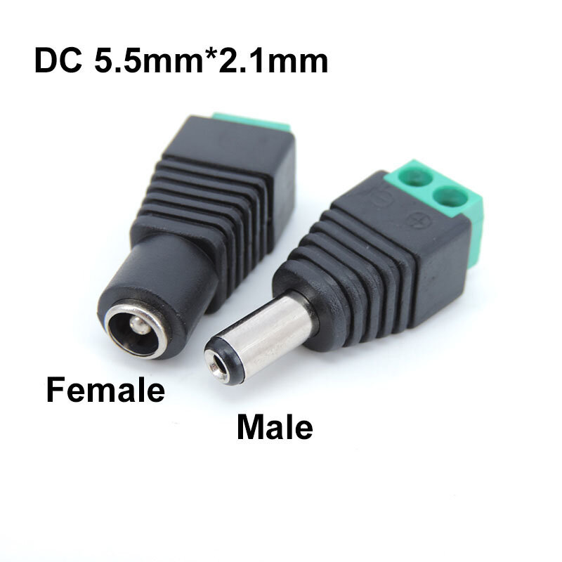 1/3pcs DC Male Female 5.5x2.1mm Power Plug Adapter Jack terminal 5.5mm 2.1mm Connector Male for led strip CCTV Cameras Socket L1