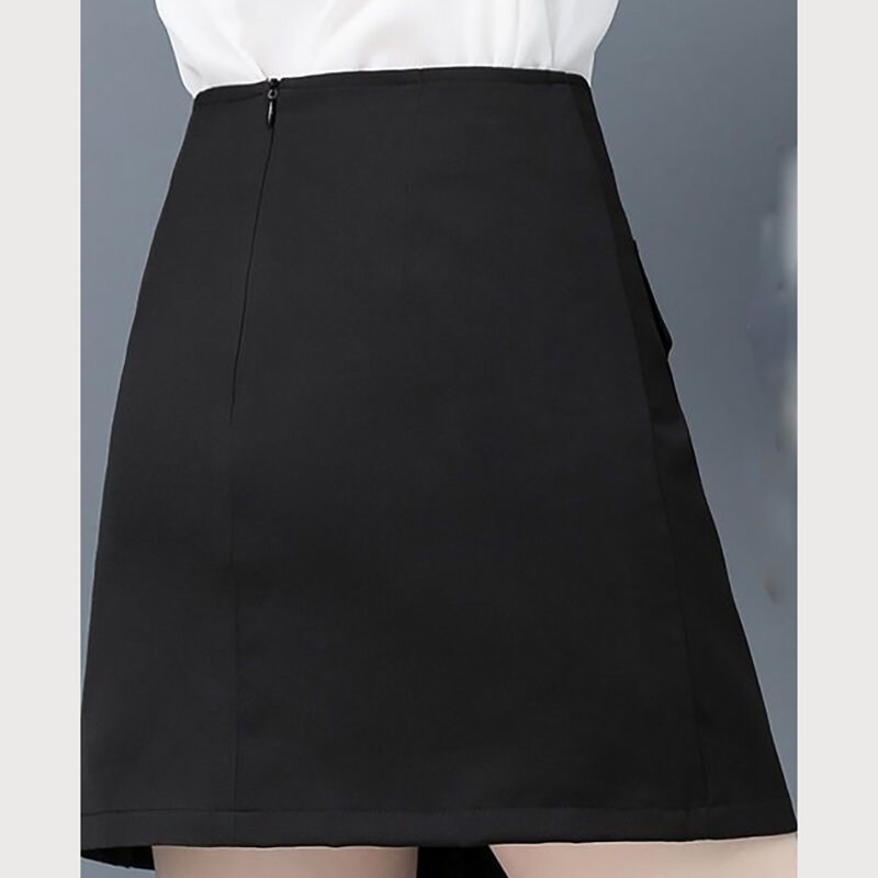 Faldas plisadas asimétricas para mujer, ropa informal con cremallera y botones, holgadas e irregulares, Color liso, 2024