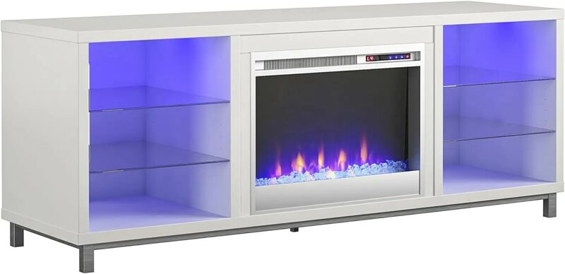 電圧、白、米国向けの暖炉ベースのテレビスタンド、最大70インチ、新しい2024