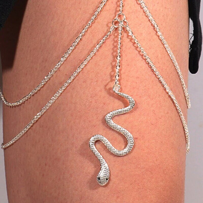 Girl Leg Chain Punk Dangle Snake Tassel Thigh Chains Solid Color Body Chain Festival Body Accessory for Women Girls