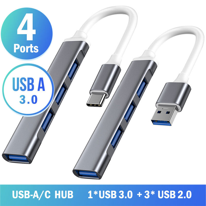 USB 3.0 허브 도크 C타입 3.1, 4 포트 멀티 스플리터 어댑터, OTG, 샤오미, 화웨이, 레노버, 맥북 프로용, USB 3.0 2.0 포트