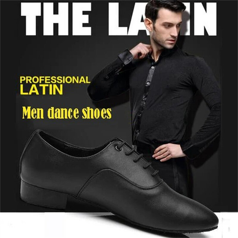 Zapatos profesionales de baile latino para hombre, calzado de tacón bajo, altura de 2,5 cm, para Tango de salón, Jazz, zapatos de Salsa, color blanco y negro