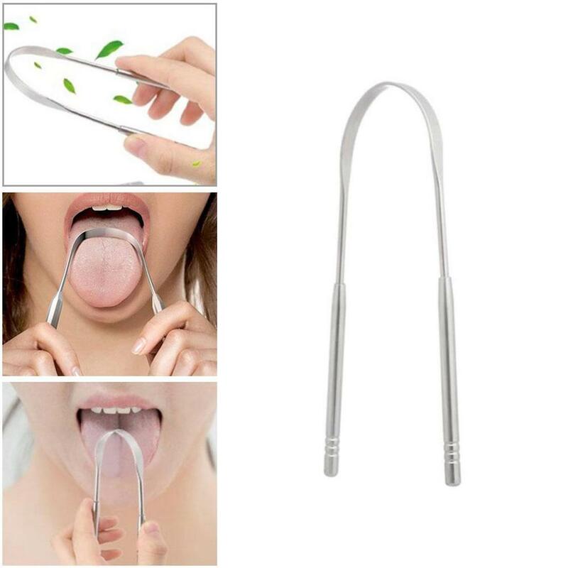 1 Pcs Tongue Scraper Stainless Steel Tongue Cleaner Bad Breath Removal Oral Care Tools