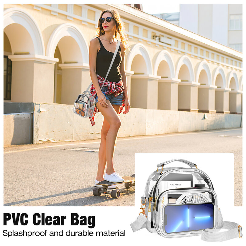 ผู้หญิง PVC Clear Crossbody กระเป๋าสนามกีฬาได้รับการอนุมัติโปร่งใสไหล่กระเป๋าโทรศัพท์ขาออกกระเป๋าถือยี่ห้อ Designer กระเป๋าถือ