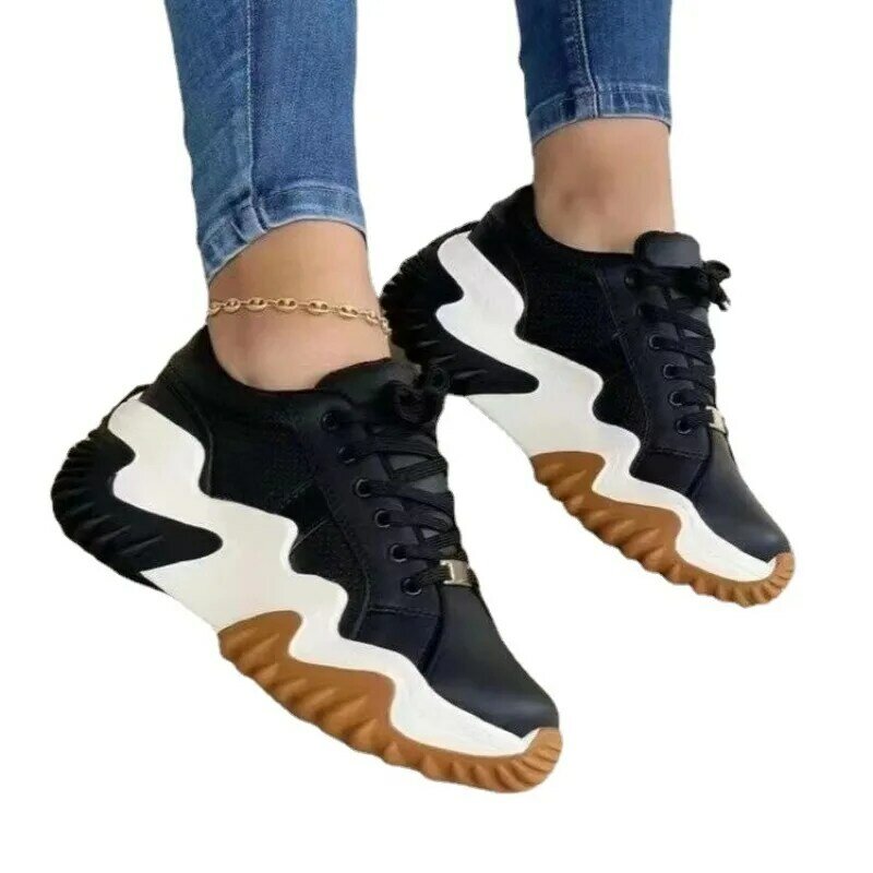 2024 New Permeable Vulcanized Shoes Women's Casual Thick Sole Sports Shoes Summer Low Top Large Size Soft Sole Casual Shoes