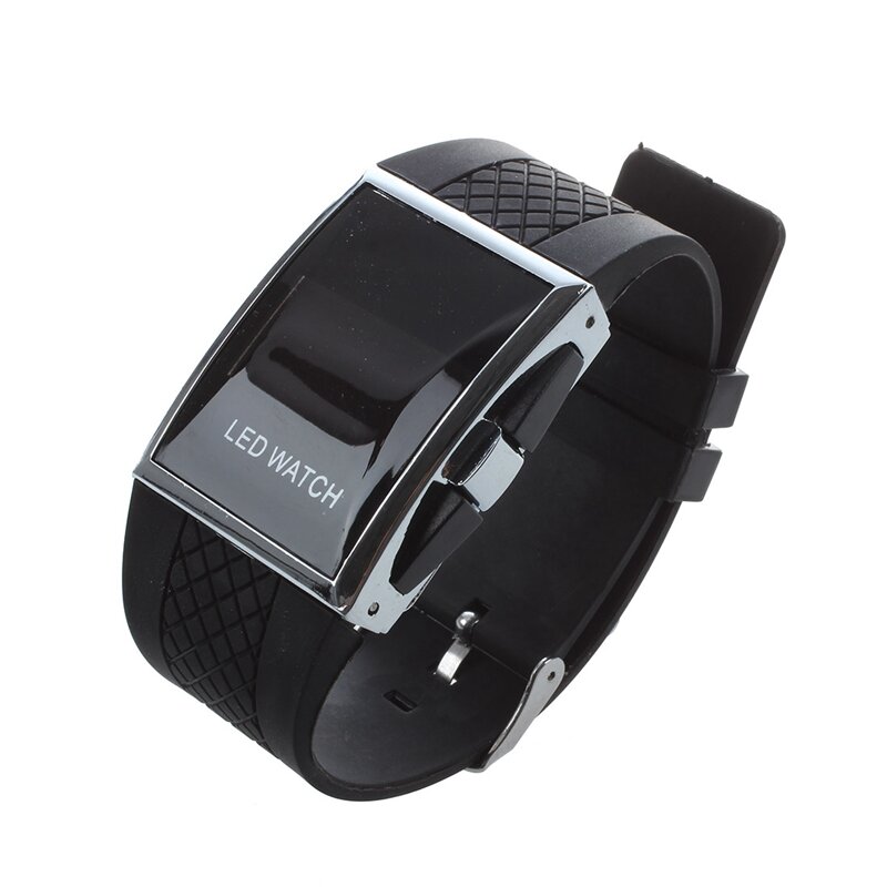 Jam tangan led mewah Digital wanita, jam tangan tali olahraga modis mewah untuk wanita, jam tangan wanita warna hitam