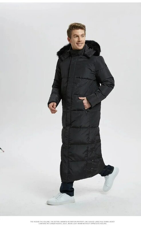 Casaco de puffer super longo masculino, jaqueta grossa, jaqueta de inverno, 90% pato branco, tornozelo quente, novo, 2022