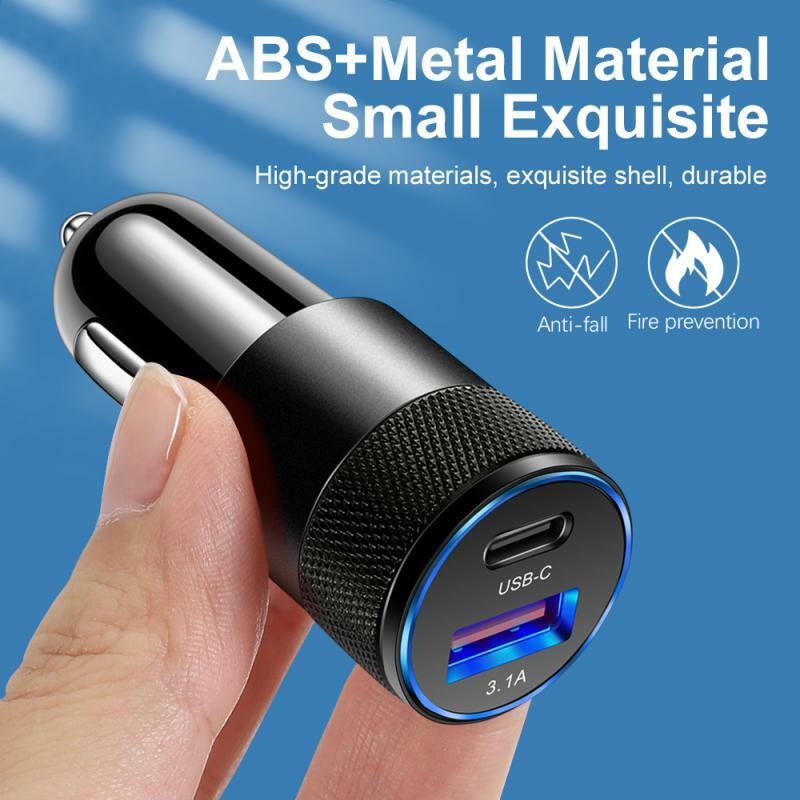 Mini USB C Car Charger 30W PD Phone Power Adapter For Iphone Xiaomi Samsung Fast Charging Cigarette Lighter Socket USB Charger