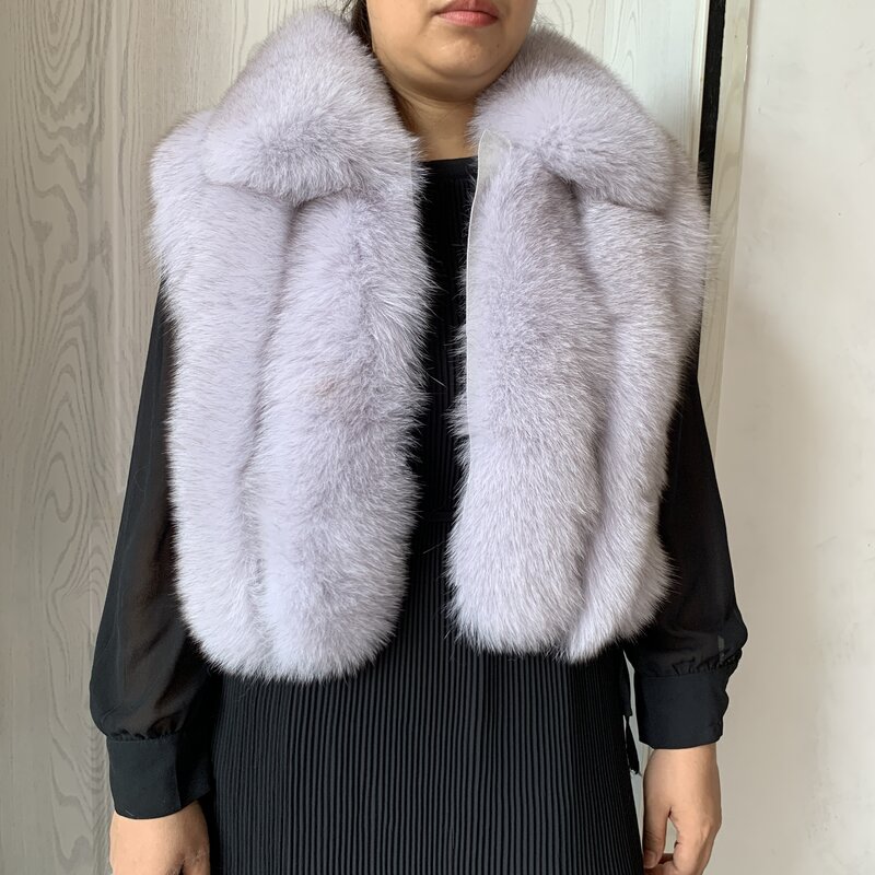 2023 new real fox fur vest short fashion women autunno-inverno natural fur risvolto vest vertical row fur jacket 100% autentica pelliccia