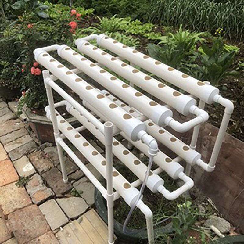 Sistema de jardim hidropônico novo 2-camada 8-tubo 72-hole família varanda kit hidroponia vegetal cultivador vertical plantador equipamentos
