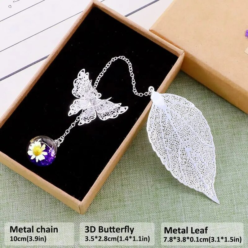Metal Leaf Bookmark Unique Gift for Teachers Women Mothers Day Christmas Valentine's Day Butterfly Marks for Women Book Lover