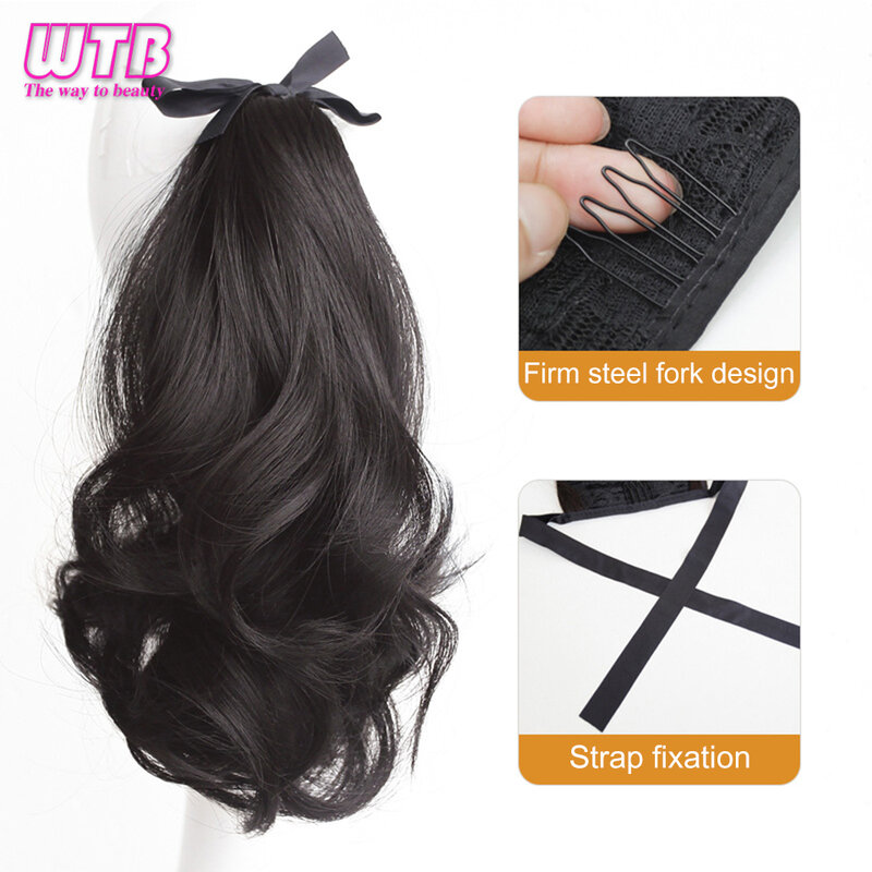 WTB Synthetic Wig Ponytail Female Pear Flower Roll Fluffy Strap Type Low Ponytail Natural Fluffy Short Ponytail Wig Braid