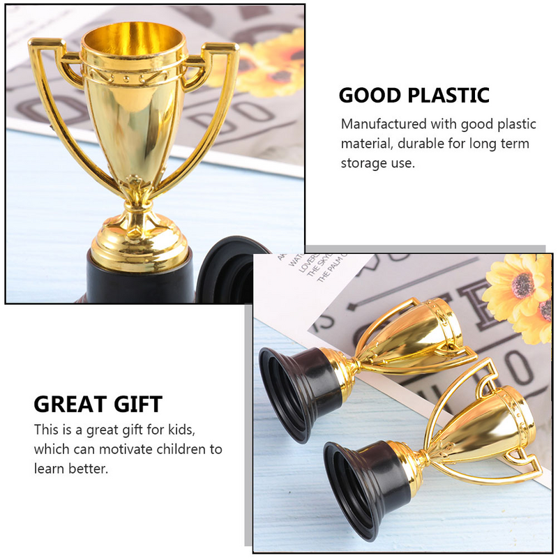 8/10/16/20Pcs Mini Kids Mini Mini Miniatuur Speelgoed Plastic Gouden Beloning Trofee Beker Voetbal Medailles Prijs Beker Vroeg Educatief