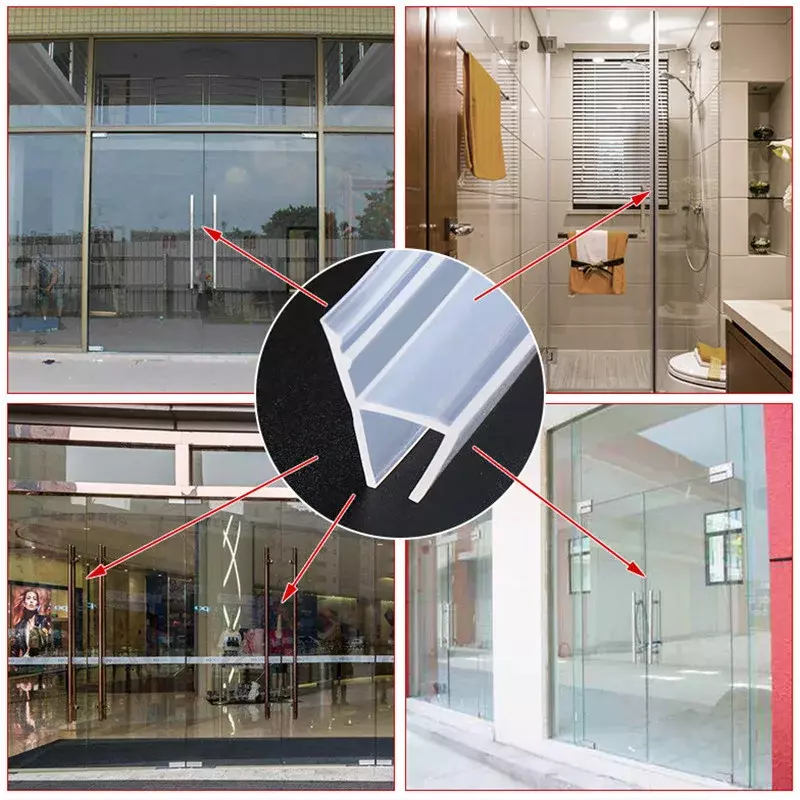 5M h/F/U forma di vetro guarnizione striscia Rubbe bagno doccia finestra tempo strisce tappo di tiraggio per 6/8/10/12mm di vetro di tenuta strisce