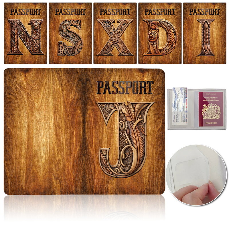 Paszport podróże pokrywa uchwytu portfel skórzany etui na dowód osobisty wizytownik etui woreczek sztuka z drewna wzór w napisy