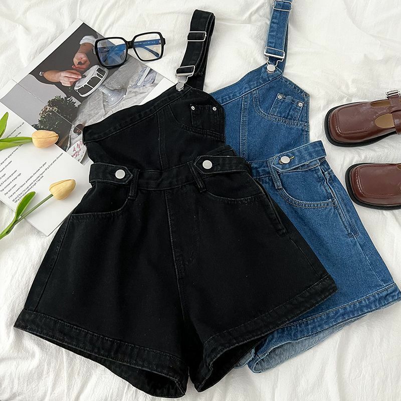 Комбинезон женский джинсовый короткий, повседневный пикантный винтажный Ромпер на одно плечо, уличная одежда, на лето