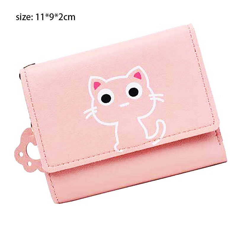 여성용 귀여운 고양이 짧은 지갑, 가죽 작은 동전 지갑, 카드홀더 돈 가방, 여성용 걸쇠 지갑, 2023 신제품