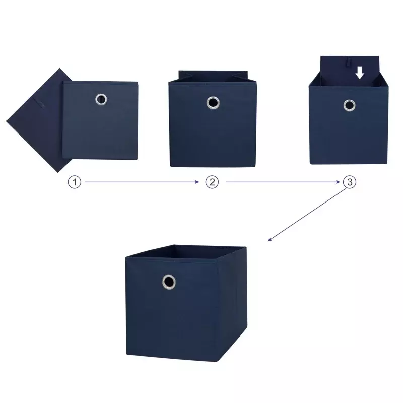 Mainstenci- Cube pliable en tissu, bacs de rangement, bleu fantastique, 10.5 "x 10.5", lot de 4