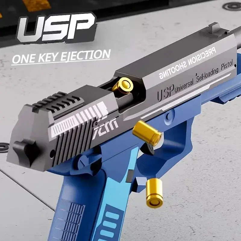 USP Shell lempar Pistol Airsoft menembak terus-menerus Pistol peluru lembut senjata gantung kosong mainan anak laki-laki hadiah