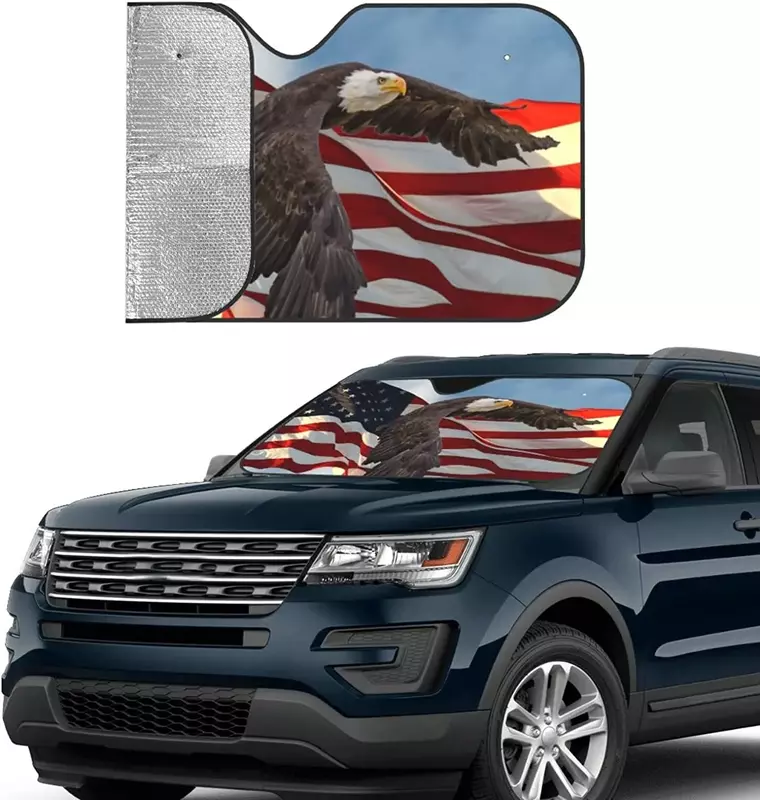 Bandeira do pára-brisa do carro pára-brisa, personalizado Sun Shade Blocks, dobrável Visor Protector, 27,5x51,2 pol