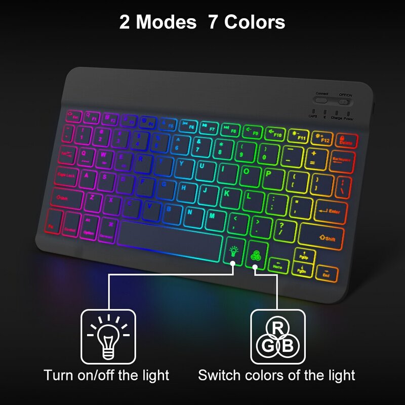10-дюймовая клавиатура и мышь с подсветкой для iPad Bluetooth-клавиатура для IOS Android Windows Беспроводная клавиатура и мышь