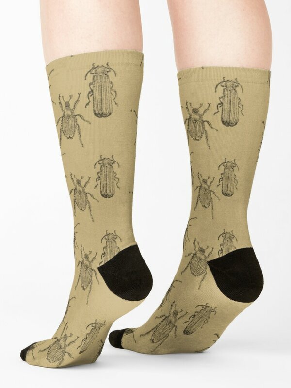 Meias vintage besouros para homens e mulheres, meias pretas