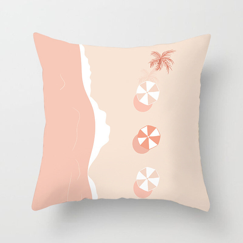 Simples e fresco rosa lua fase almofada capa, plantas geometria travesseiro, poliéster peachskin caso, sofá de casa