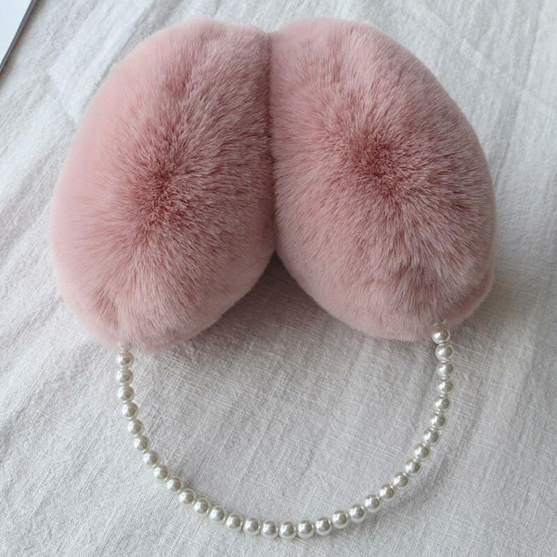 Faux Pearls Earmuffs Plush Earmuffs Stylish Plush Winter Earmuffs for Girls Women Soft Furry Ear Covers Cute Outdoor Ear Warmers