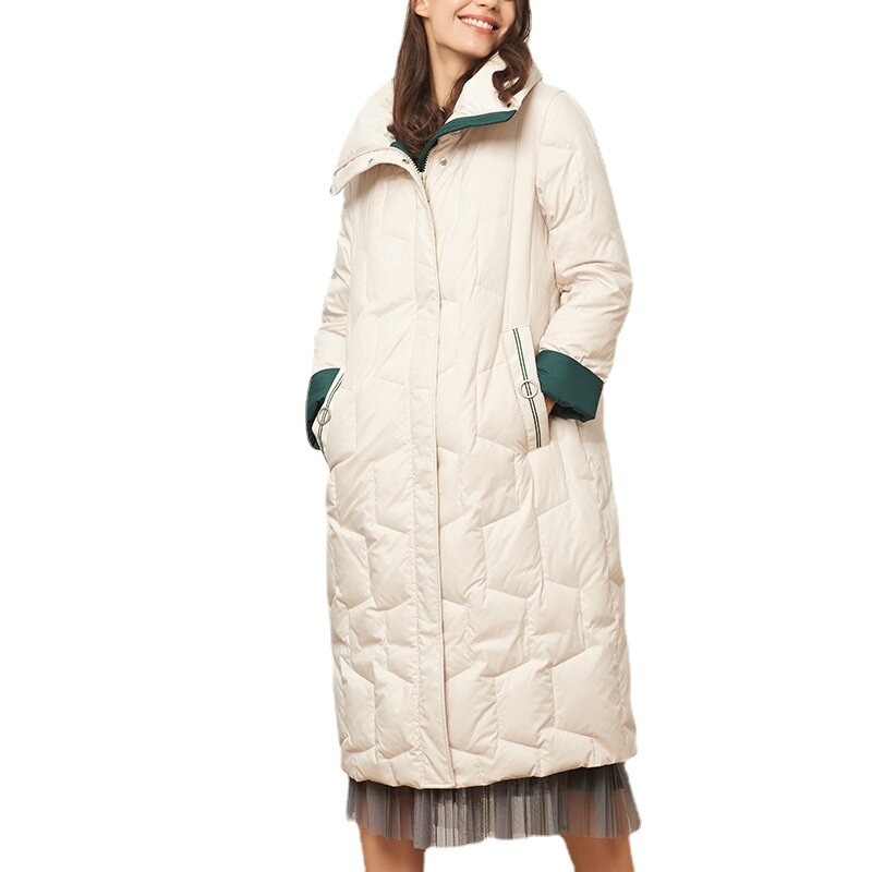 2023 New Winter Women Long White Duck Down Puffer Hoodies Jackets Fashion Casual Windproof Coats