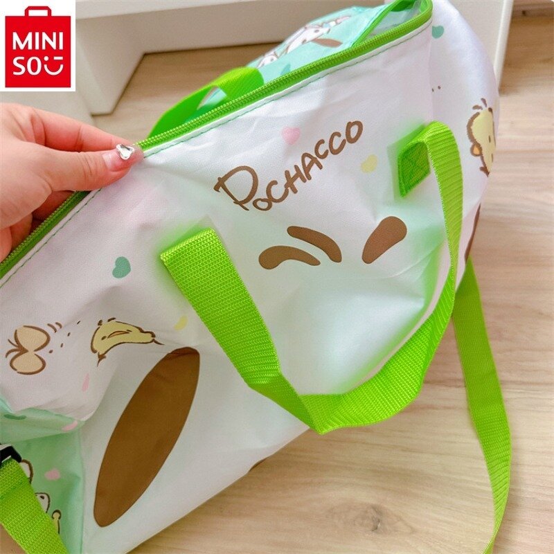 MINISO Sanrio Hello Kitty Kuromi Printed Foldable Travel Bag Student Luggage Storage Portable Large Capacity Handbag