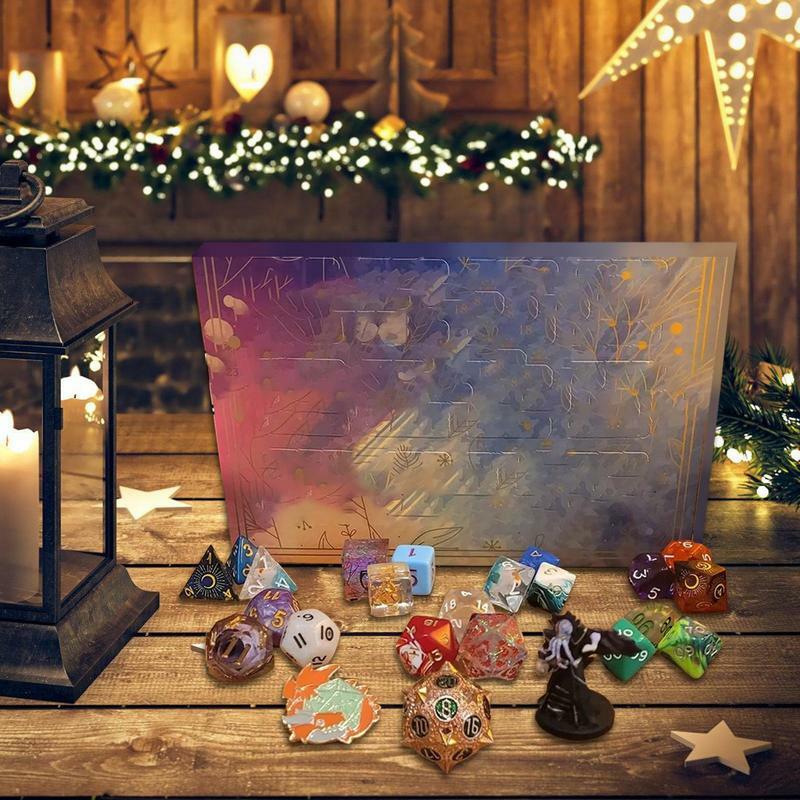 Dice Advent Calendar 24 Days Christmas Countdown Dice Set Exquisite Board Game Toy Accessories Decorative Gift for Teens Adults
