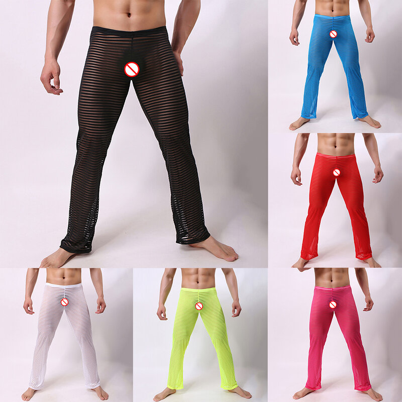 Trousers Mens Pants Universal Nylon Pajamas See-Through Accessories Breathable Comfortable Fashionable Homewear