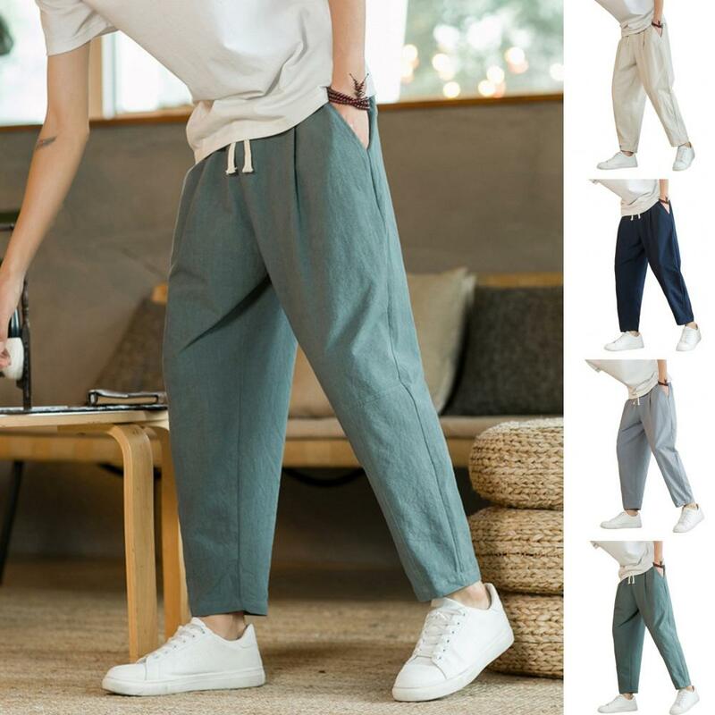Moda męska spodnie dresowe dla joggerów Streetwear spodnie typu Casual męska luźne spodnie lniane spodnie spodnie sportowe dresowe