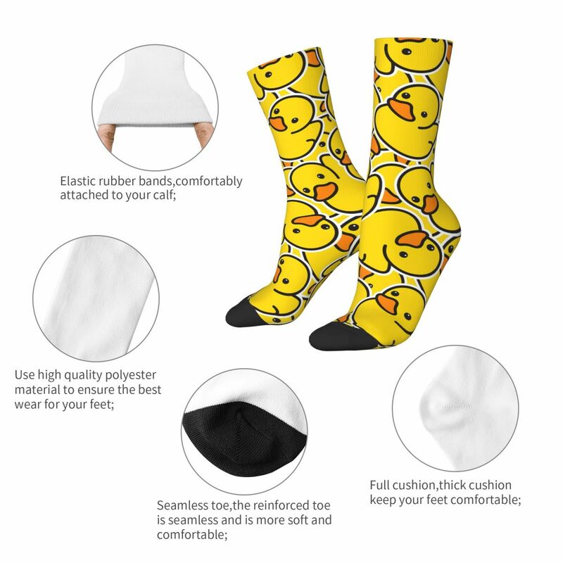 Chaussettes de football non ald décontractées pour hommes et femmes, canard jaune, mignon, automne, hiver